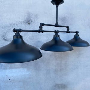 Industrial Pool Table Light with Copper Pipes  Rustic Farmhouse Billiard Lamp  Kitchen Island Bar Lighting Fixture