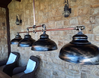Large Industrial Pendant Lighting for Kitchen Island – Copper Tube Ceiling Light