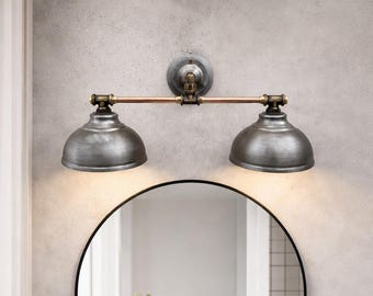 Rustic-style copper wall sconce.Industrial Farmhouse Light Fixture.