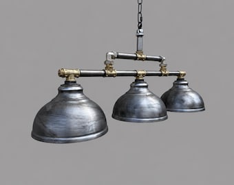 Lámpara colgante industrial, araña de acero inoxidable, iluminación moderna para isla de cocina, lámpara de techo de tubería, decoración estilo loft rústico.