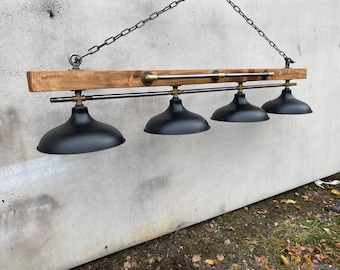 Rustic Wood Chandelier Industrial Pipe Hanging Light Fixture Steampunk Kitchen Island Pendant Large Dining Room Ceiling Lighting