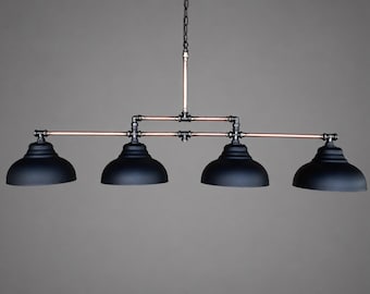 Iluminación industrial para islas de cocina, lámpara de araña negra estilo granja, plafón rústico de tubería de cobre, luminaria moderna para lofts.