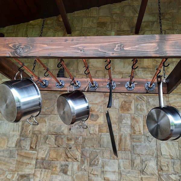Hanging industrial pot rack
