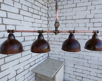 Industrial Steampunk Chandelier Rustic Copper  Bronze Hanging Lamp