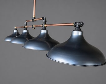 Iluminación rústica para isla de cocina, lámpara colgante de estilo industrial campestre, luminaria de tubería de cobre.