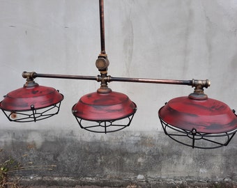 Kitchen industrial chandelier. Pendant steampunk lighting.