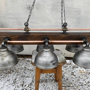 Handcrafted Wooden Industrial Chandelier 6 Shades