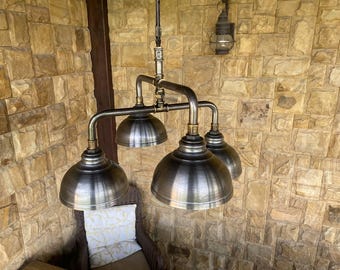 Industrial Chandelier Rustic Steel Ceiling Pendant Light