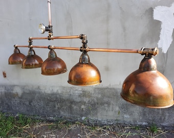 Industrial style ceiling pendant chandelier for kitchen island, rusty ceiling light