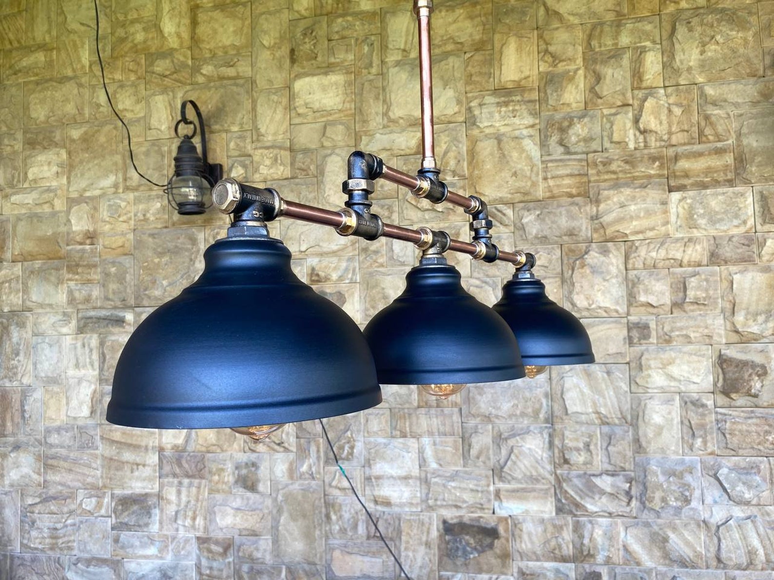Rustic Black Pendant Industrial Light. Kitchen Island Lighting. - Etsy