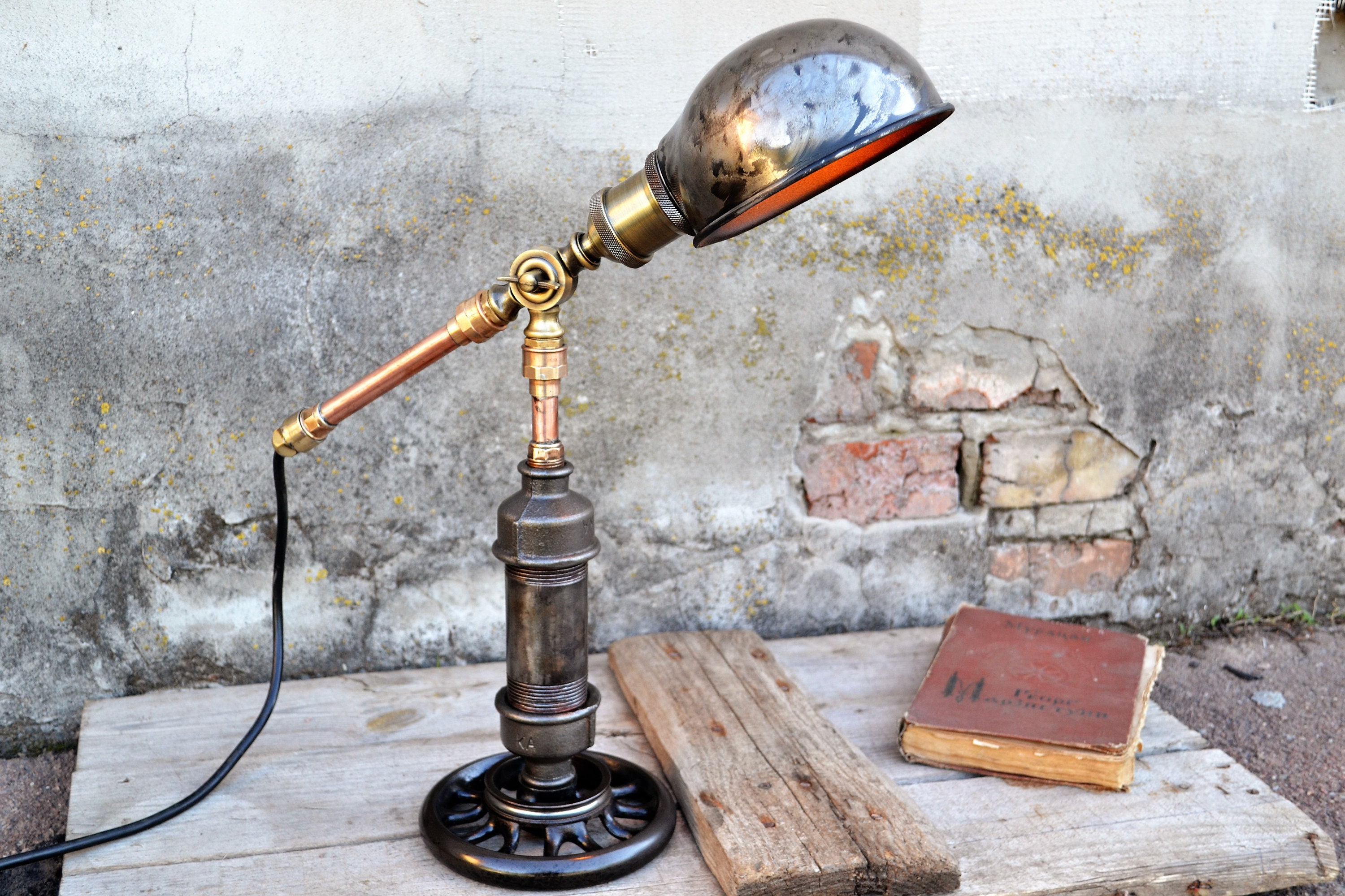 Rustic Industrial Table Lamp Table Light Work Light Steampunk Etsy
