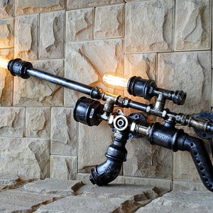 Industrial wall lighting Steampunk wall sconce plug in wall sconce Vanity lighting Black wall light