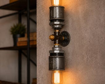 Industrial Wall Light, Steampunk Sconce, Pipe Wall Lamp, Vintage Bathroom Lighting