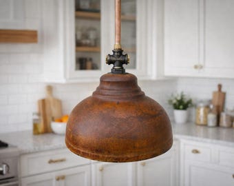 Industrial Pendant Light for Kitchen Island | Rustic Metal Hanging Lamp | Farmhouse Loft Ceiling Light