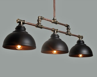 Industrial Pendant Light with Black Shade  Pendant Light Kitchen Island Light Modern Pendant Lighting Rustic Chandelier Copper Ceiling Light