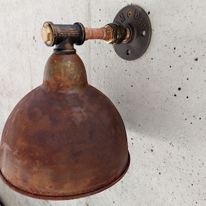 Industrial rusty lamp for the bathroom.Steampunk wall ligt. Rustic bedside sconce.