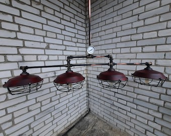 Long kitchen chandelier industrial Pendant lamp for billiard table.Rustic Steampunk Lighting.