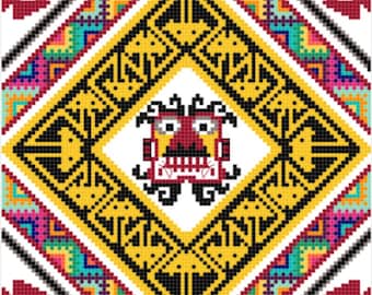 Ai Apaec Temple of the Moon | Cross Stitch Pattern | Peru Trujillo Huaca de la Luna Peruvian God | Mochica Moche Pre-Columbian