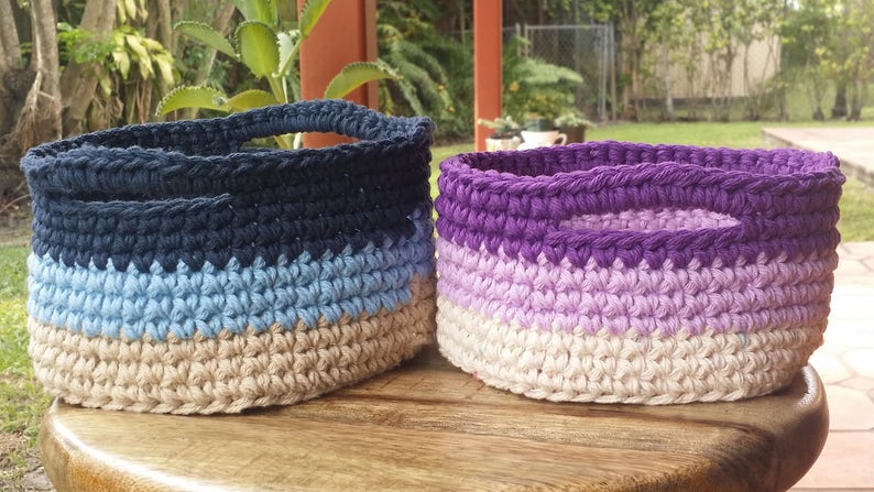 Crochet basket pattern multiple sizes