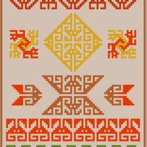 Moche Iconography Cross Stitch Digital Pattern Peru Pre-Columbian Mochica Pixel Small