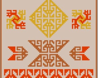 Moche Iconography Cross Stitch Digital Pattern Peru Pre-Columbian Mochica Pixel Small