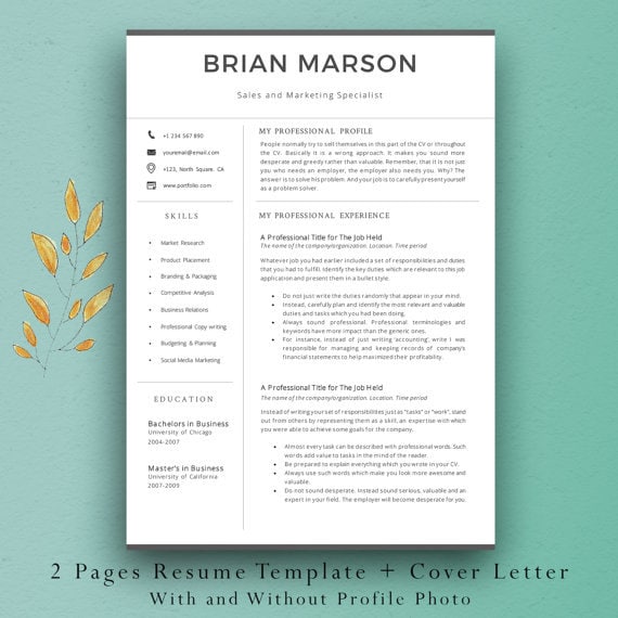 Cute Resume Template Vector Free Download