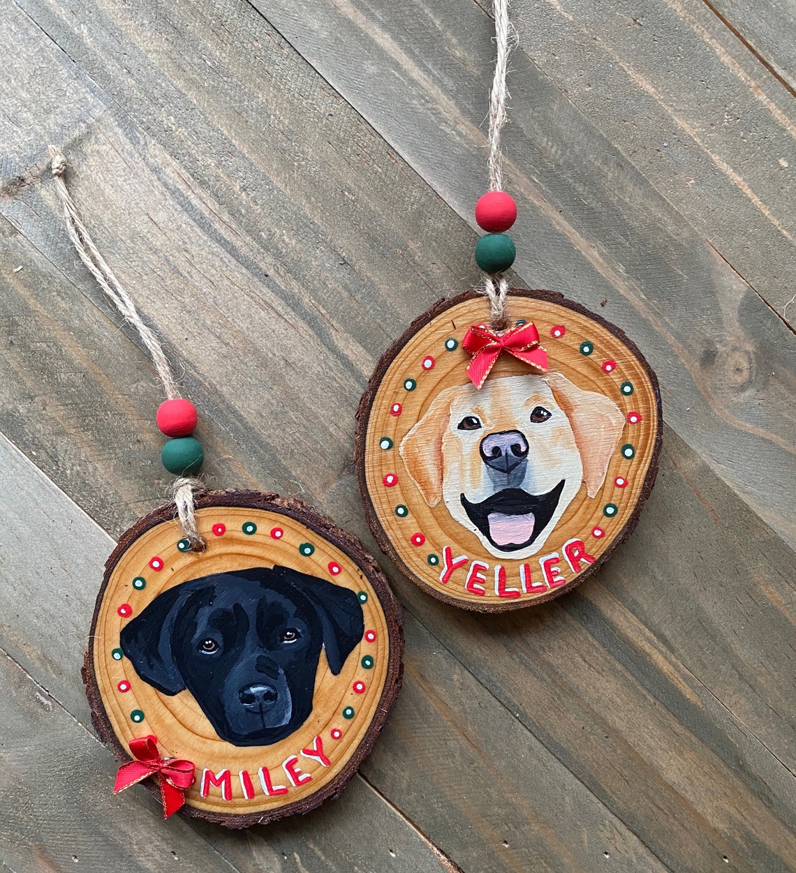 Hand painted custom Dog personalized Christmas Tree Ornament Etsy