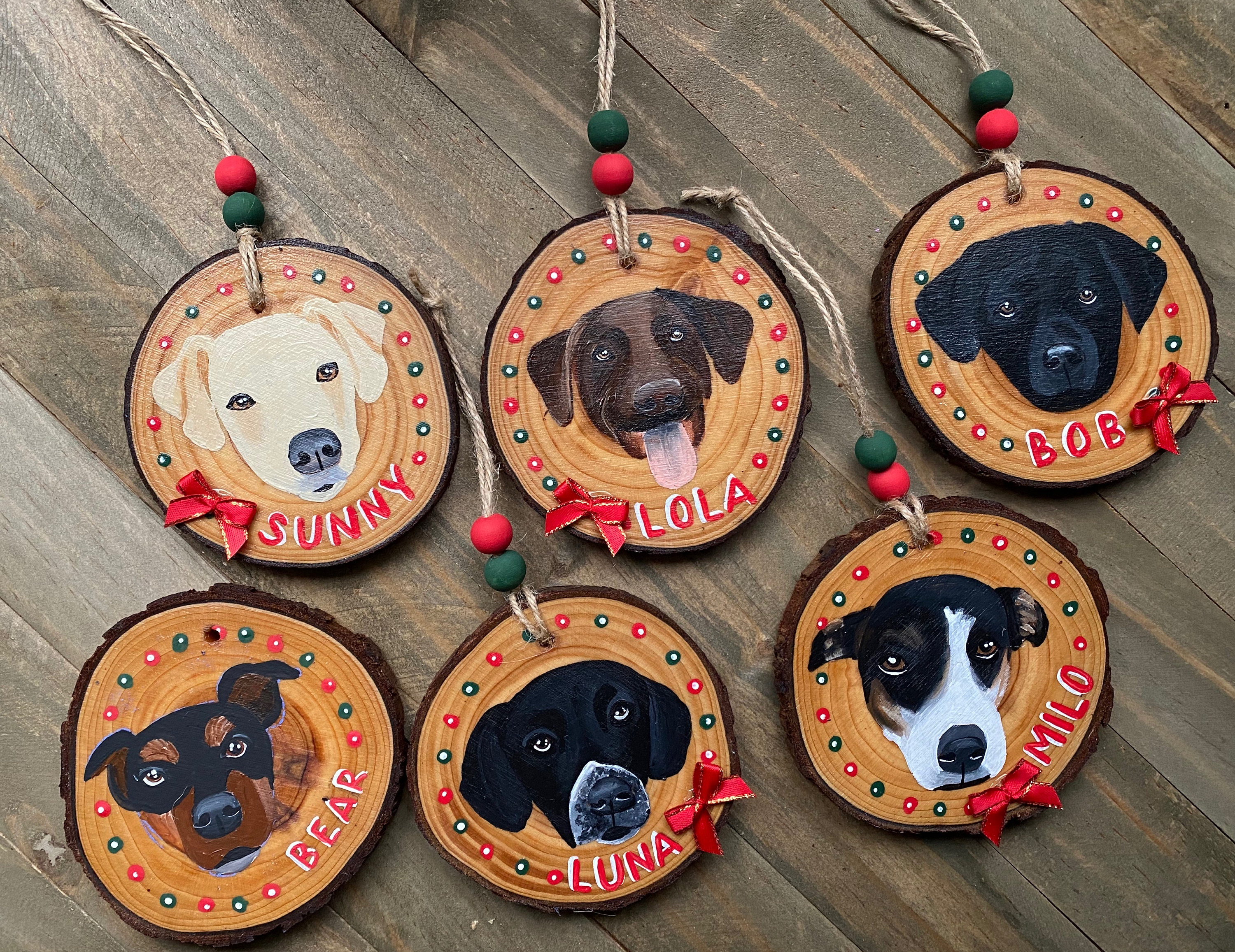 Hand painted custom Dog personalized Christmas Tree Ornament Etsy Christmas Dog Ornament