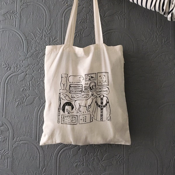 la fleaBAG / borsa tote stampata a mano illustrata / tela di cotone organico, realizzata eticamente, approvata GOTS