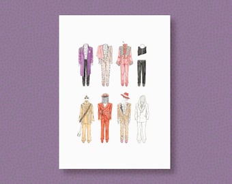 Prince Costume Art Print: Hand-Drawn Minimalist Illustration