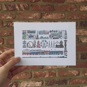 SOUTHEND-ON-SEA Minimal Poster Druck - Essex Seaside Town Eiscreme Postkarte Malerei Illustration Westlippe Chalkwell Leigh-on-Sea Schuhbury