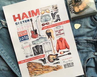 HAIM Sister Sister Sister Tour Print – Red Rocks Art Poster