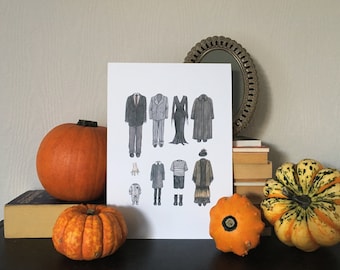 Addams Family Costume Art Print: Halloween Movie Poster