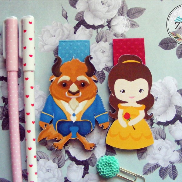 Cute Beauty and The Beast magnetic bookmarks, Bookmarks handmade, Happy planner, Planner supplies, Magnetic bookmark, Book accessories, Zion