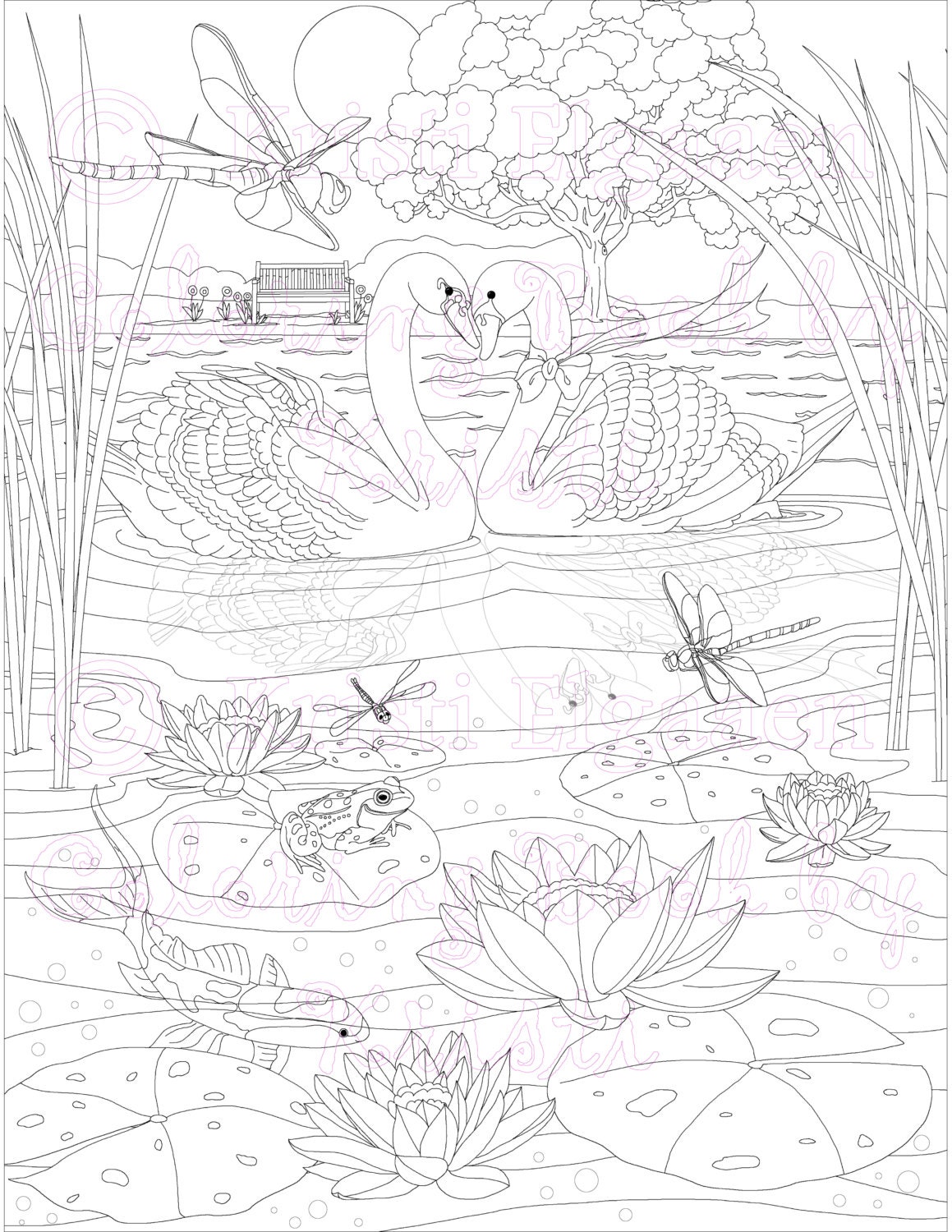 Adult Coloring Page Fantasy Art Coloring pages Digital | Etsy