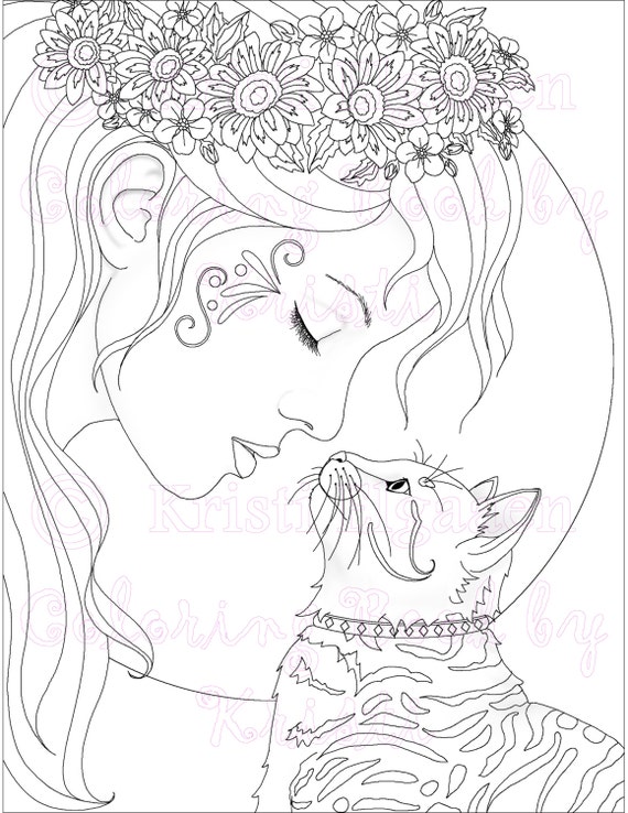  Adult  Coloring  Page  Cat Coloring  Page  Fantasy Coloring  The 