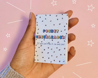 Pocket Cheerleader Mini Zine - Positive Vibes, Einzigartige Grußkarte, Süßes Cheerleader Geschenk, Motivationsgeschenk