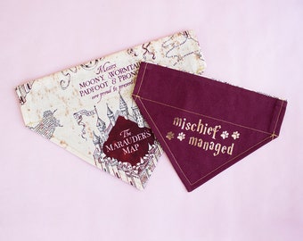 Mischief Managed | Marauder's Map | Harry Potter Dog Bandana | Over the Collar | Personalized Dog Bandana | Dog Gift | Cat Bandana | Custom