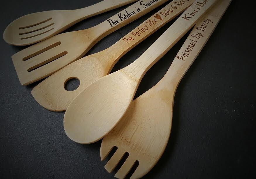 5 personalized kitchen utensils wedding gift for couple engraved