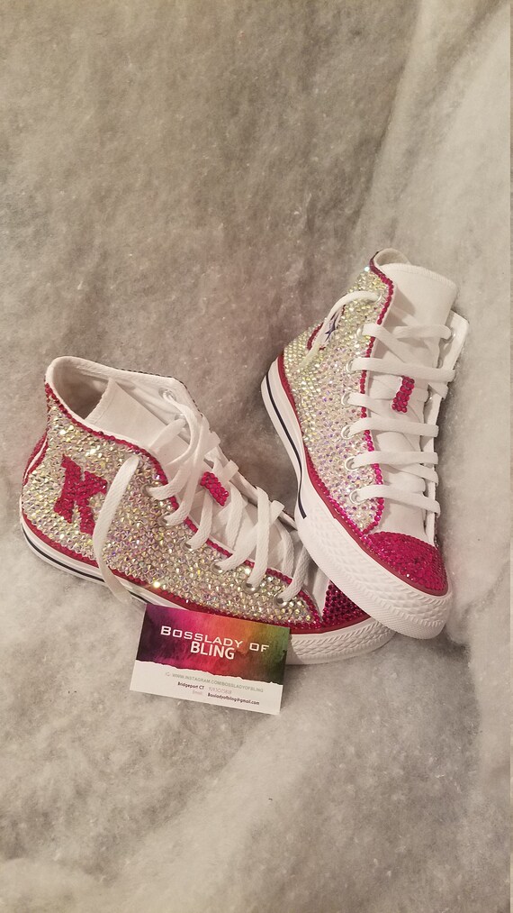 converse with ribbon laces and diamonds