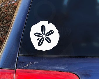 Sand dollar decal, sand dollar sticker, seashell vinyl decal for car, seashell sticker, beachy themed window decals, tiny seashell stickers