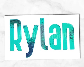 Custom bold name decal, holographic name decal for water bottle, block name decal, custom name stickers, iridescent name decal for tumbler
