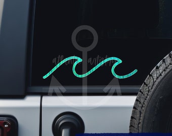 Ocean wave decal, holographic wave decal, wave decal for Jeep, opal beach sticker, wave decal for car, double wave sticker for laptop