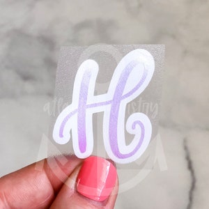 Custom initial decal, holographic letter sticker, single letter tumbler decal, water bottle sticker, decal for wine glass,letter for stanley