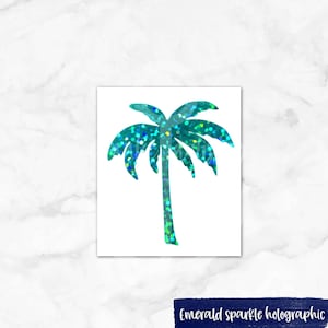 Holographic palm tree decal, palm tree sticker for car window, nautical decal for tumbler, opal beach vinyl decal, palm tree decal for jeep