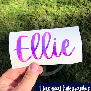 Holographic Opal Vinyl Name Decal: Personalized Sticker Script Handwritten Font