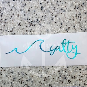 Salty decal, holographic salty ocean wave sticker for laptop, beach wave decal, wave car decal, decal for tumbler, beach decal for jeep
