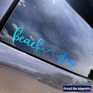 Beach please ocean wave holographic decal, beach please wave sticker, wave decal for car, salty beach vinyl decal sticker, lake life decor