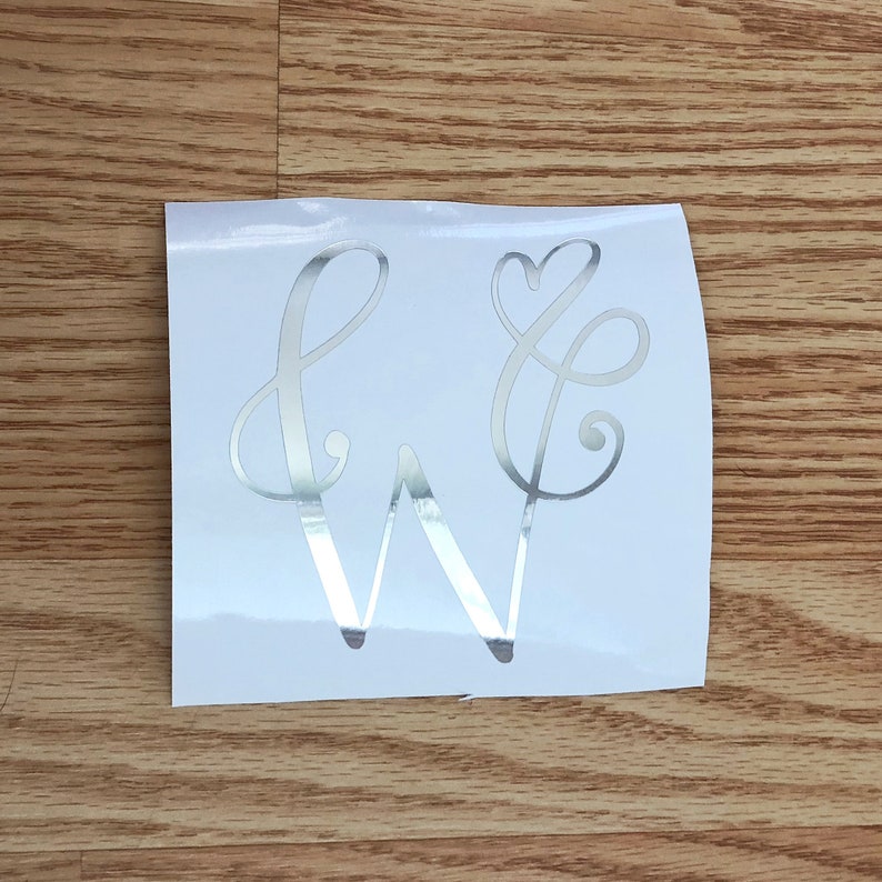 Chrome heart letter decal single initial sticker monogram Etsy