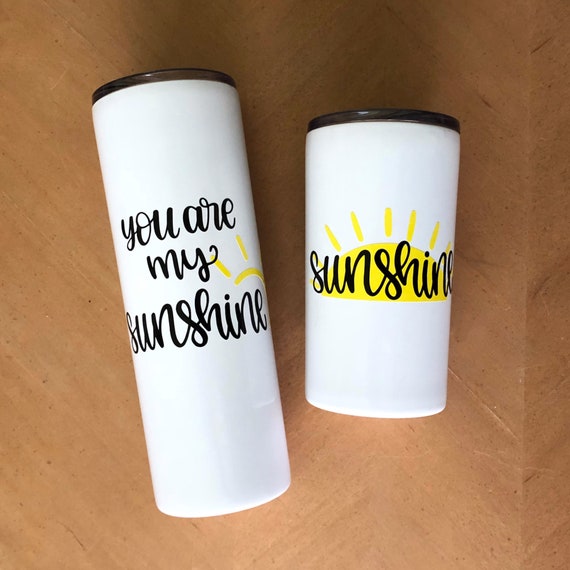 Mommy and Me Tumblers | You are my Sunshine Mother Daughter Cup Set |  Matching Mother and Son Tumblers | Yellow and White Ombre Tumblers